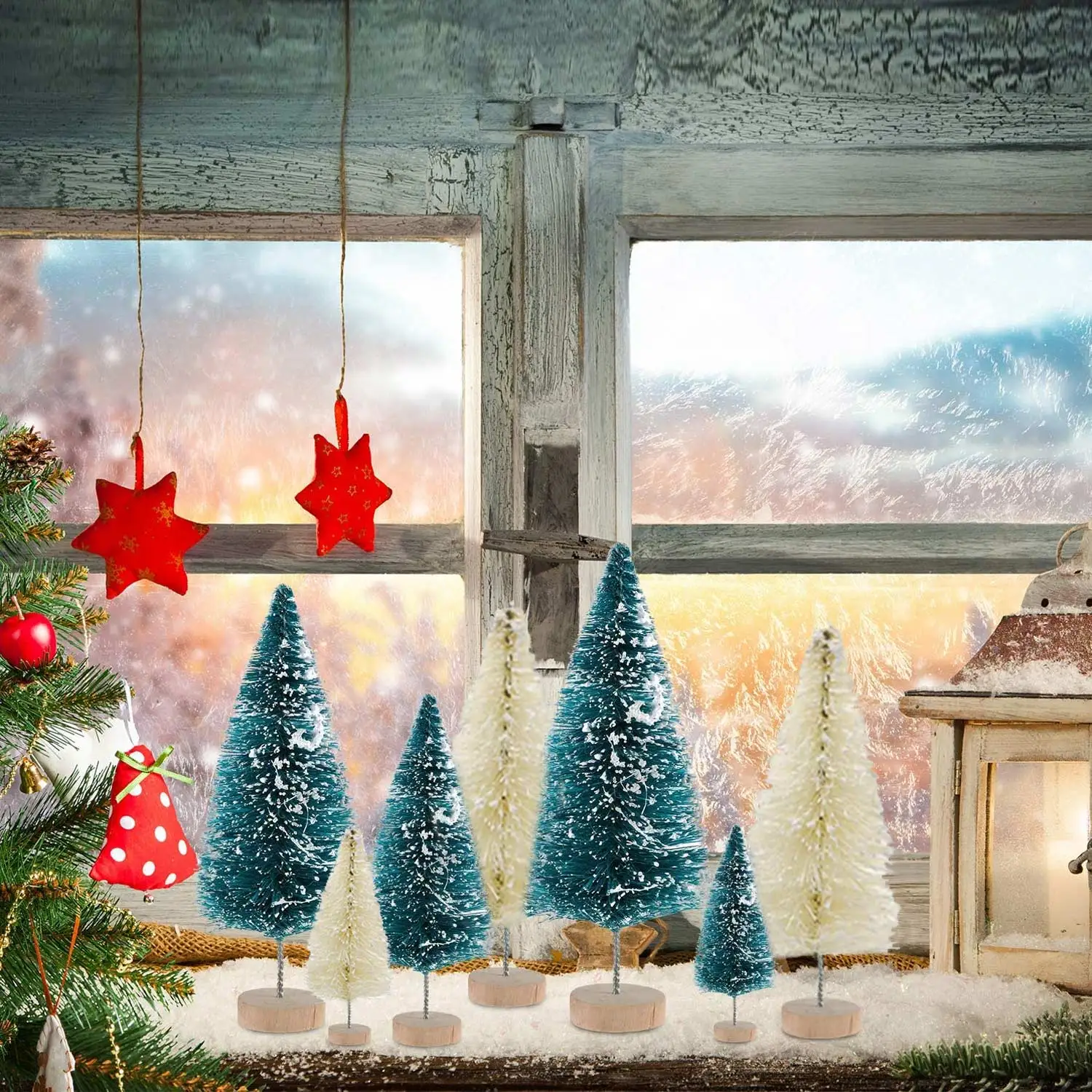 34PCS Mini Dirbtinės Kalėdų Eglutės + 34PCS Derva, Miniatiūrinės Puošybos Namų Darbalaukio Micro Kraštovaizdžio Lėlių Dekoras