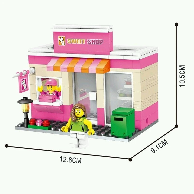 Mini Street Serijos Blokai Žaislas Vaikams, Parduotuvė Modelis Plytų Žaislai Vaikams Dovanų Suderinama Labiausiai Ženklų Blokas