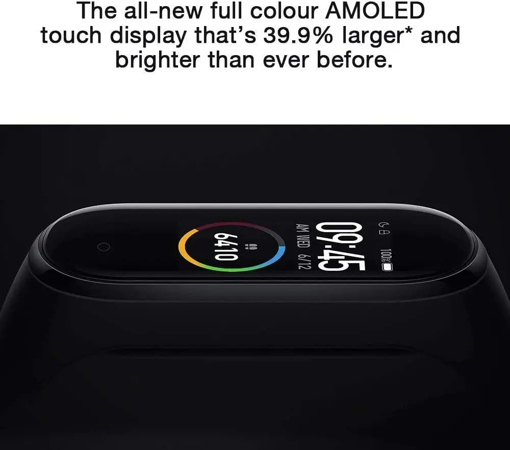 Xiaomi Smart Juosta 4, Unisex suaugusieji, juodas, vienas dydis, ekranas touch ekrano skaitymo didesnis amoled ekranas 0. 95