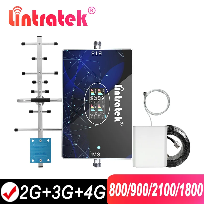 Lintratek 4G Signalo Kartotuvų 800 mhz dažnių juosta 20 900 DCS 1800 2100 2G 3G Mobiliojo ryšio Stiprintuvas 4 juostos LTE UMTS WCDMA-GSM Korinio ryšio Stiprintuvas