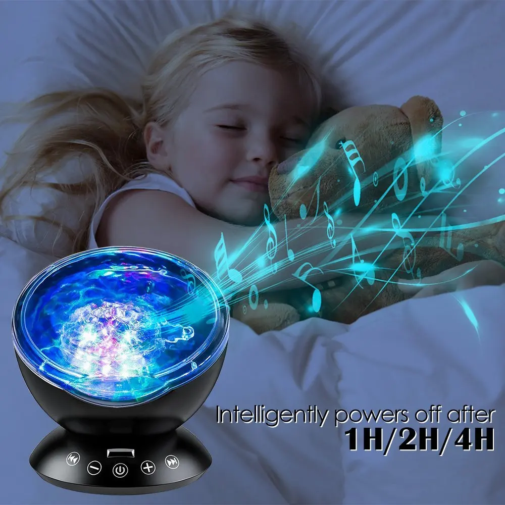 Wrumava 7 Spalvų Vandenyno Bangos Žvaigždėtas Dangus Aurora LED Nakties Šviesos Projektorius Naujiena Lempa USB Lempa naktinė lempa Iliuzija Kūdikių vaikai