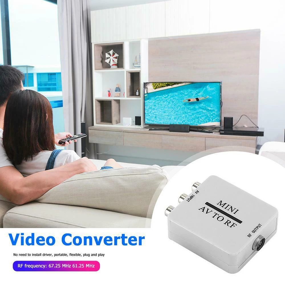 2020 Naujas Mini HD Video Converter Box RCA AV CVSB RF Vaizdo Adapteris Keitiklis Palaiko Už MHz 61.25 67.25 TV Jungiklis