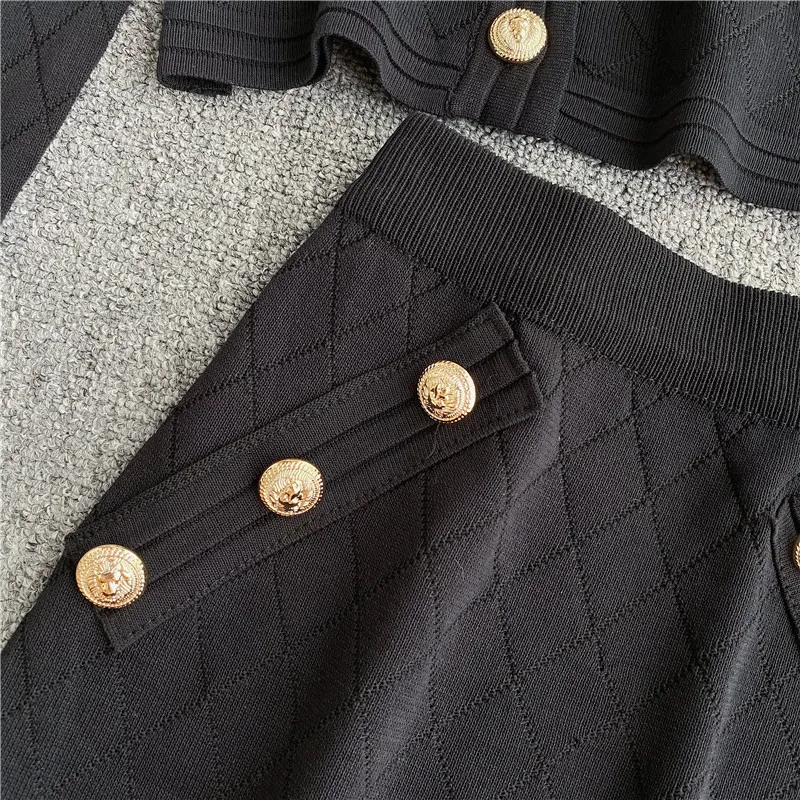 Medvilnės megztiniai viršų mados aukšto liemens sijonas vakarų stiliaus amžiaus sumažinimo-dviejų dalių kostiumėlį moterų 2020 m. rudenį lady temperamentą