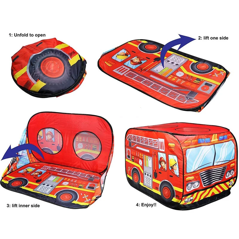 Žaidimas Namas Žaisti Palapinė Fire Truck Policijos Autobusas, Sulankstomas Pop-Up Žaislas 