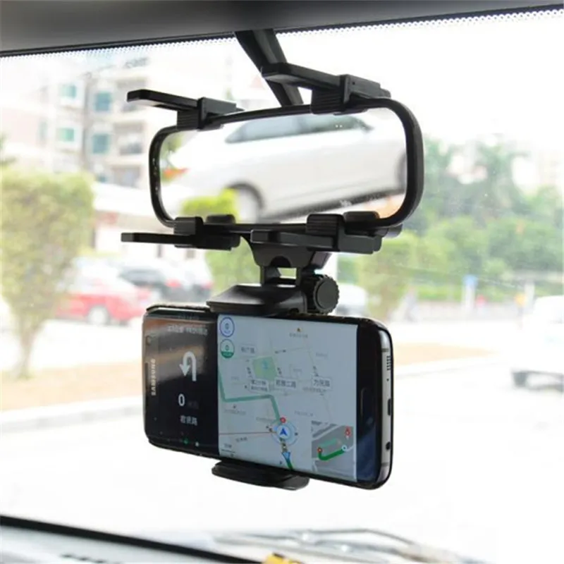 Mobiliojo telefono laikiklis, automobilio galinio vaizdo veidrodėlis