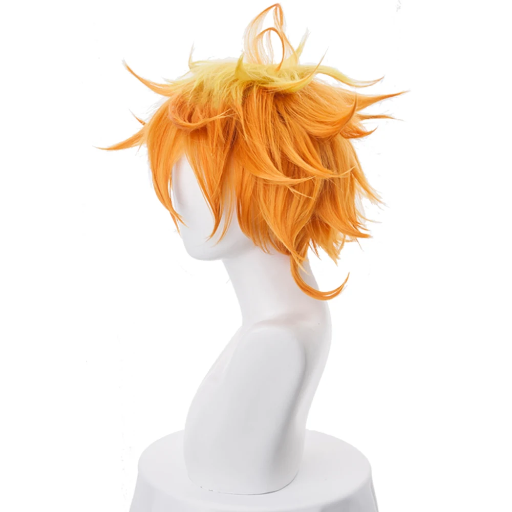 Anime Pažadėjo Neverland Emma Orange Trumpas, Garbanotas Cosplay Perukas Yakusoku no Neverland Sintetinių Plaukų Perucas