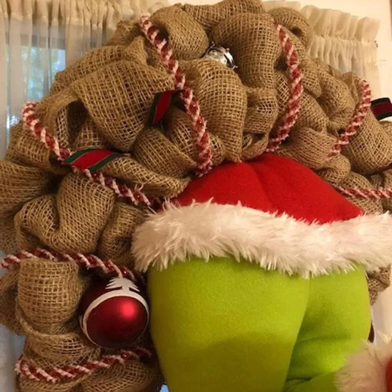Kaip Grinch Pavogė Kalėdas už kanapės Vainikas Kalėdų Dekoracijos Girlianda Kalėdų eglutės papuošalus