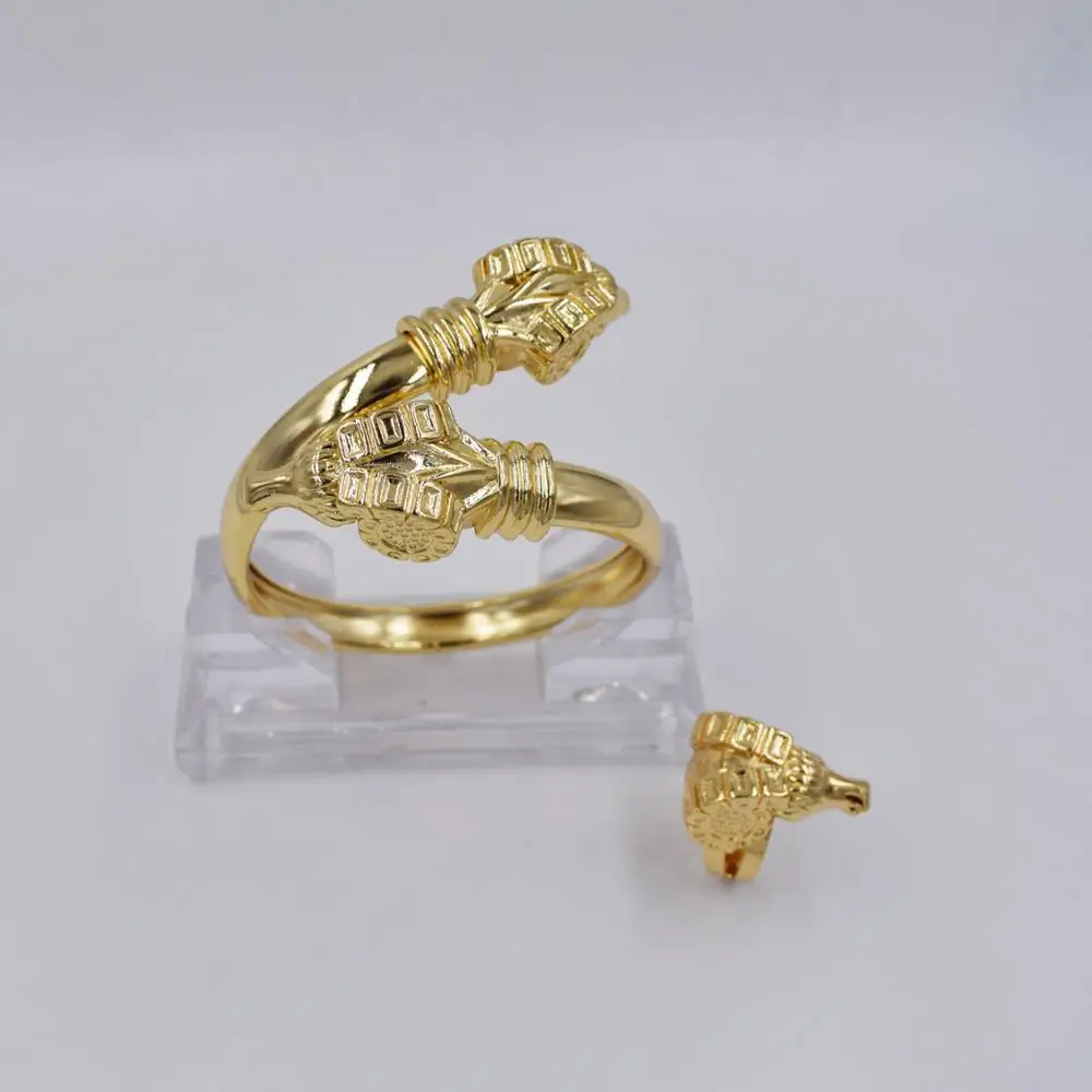 Aukštos Kokybės Ltaly 750 Aukso spalvos Papuošalų Rinkinys Moterims afrikos karoliukai jewlery mados apyrankę ringjewelry