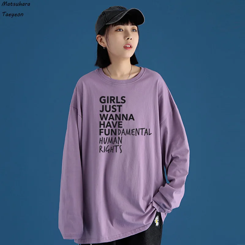 Naujas Mados Feminizmo Feminizmas Marškinėliai Merginos Tiesiog Nori Turėti Pagrindines Žmogaus Spausdinti Marškinėliai Moterims Prarasti Ilgomis Rankovėmis Viršūnes Tee