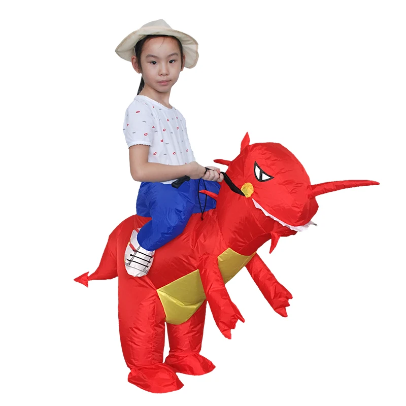KOOY Factory Outlet Pripučiami Dinozauro Kostiumo Cosplay Kietas Vyrų Važinėti Raudona Dino Halloween Kostiumai Suaugusiems Vaikams