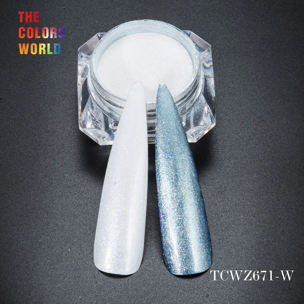 TCWZ671-W Tridimensional akimirka diamond Baltos spalvos perlamutro milteliai, spalvą keičiantys magija, nagų dailės ar kt.