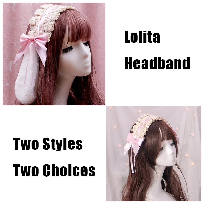 Japonijos lolita plaukų aksesuarų, nėriniai šukuosena saldus plaukų juosta Lolita Nėrinių Lankelis Plaukų Juosta Bowknot Apdangalai, cosplay kostiumas