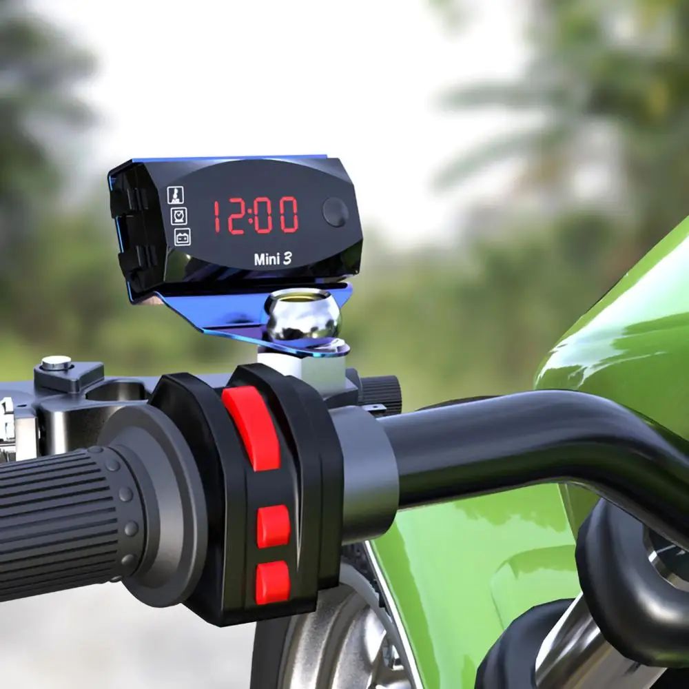 Dropshipping Universalus Trijų-In-One Motociklo Elektroninis Laikrodis Termometras Voltmeter IP67 atsparus Dulkėms LED Watch Skaitmeninis Ekranas