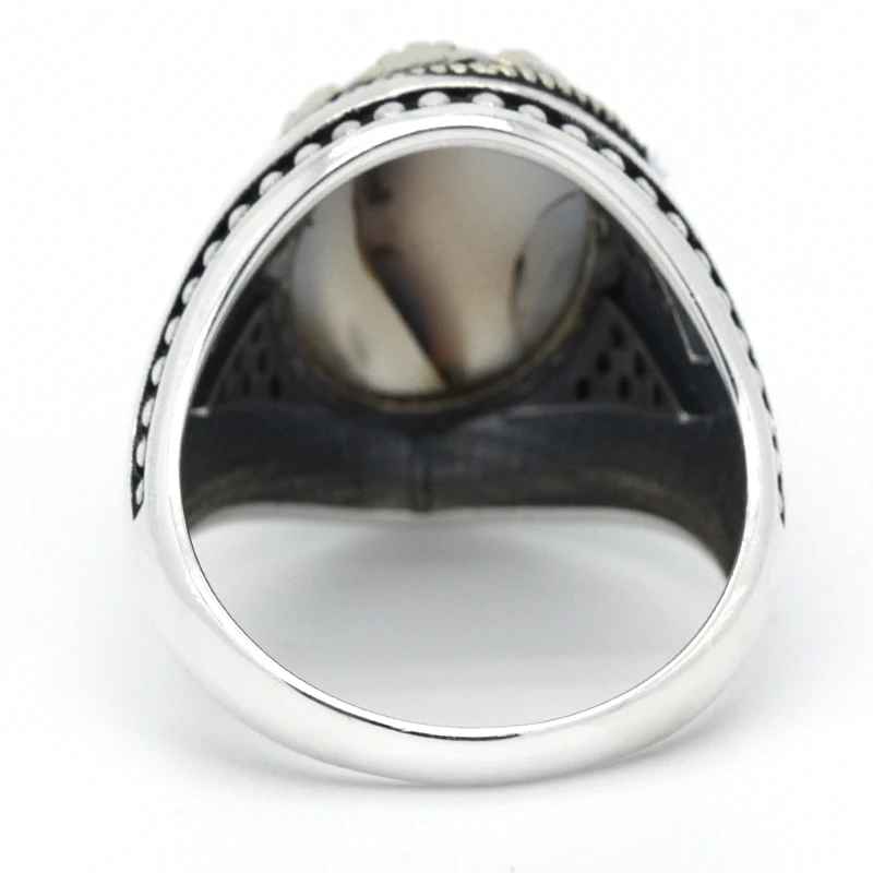 925 sterlingas sidabro žiedas vyrams vandenyno agato akmens žiedas pirmininko akmens spinel vyrų aukštos papuošalai