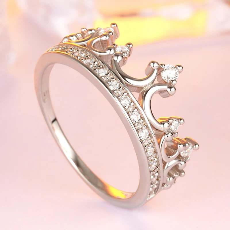 Klasikinis 925 Sterlingas sidabro AAA CZ Karūna žiedas moterims Aukščiausios kokybės Išskirtinį S925 sidabro Dalyvavimo šalies papuošalai žiedo dydis 6-9