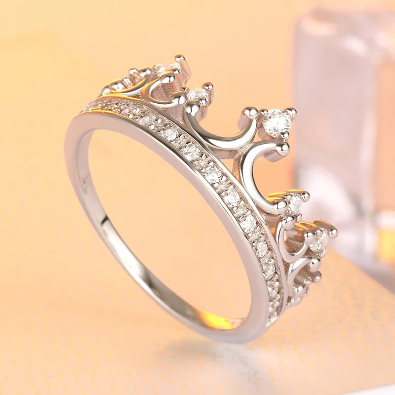 Klasikinis 925 Sterlingas sidabro AAA CZ Karūna žiedas moterims Aukščiausios kokybės Išskirtinį S925 sidabro Dalyvavimo šalies papuošalai žiedo dydis 6-9