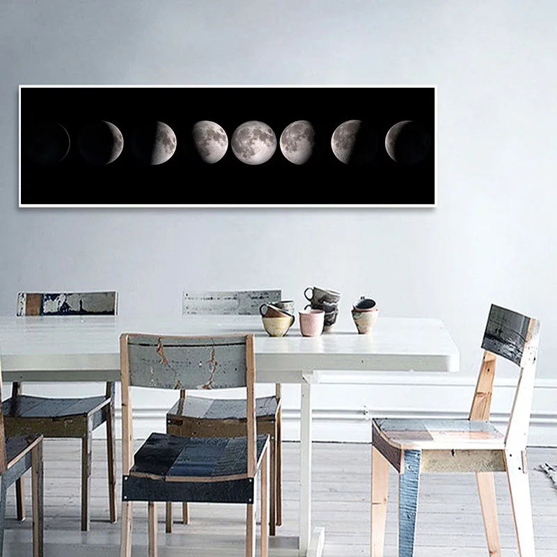 Mėnulio Fazė Drobės Plakatas Juoda Balta Menas Spausdinti La Lune Ilgai Tapybos Šiaurės Apdailos Abstrakčiai Sienos Nuotrauka už Kambarį