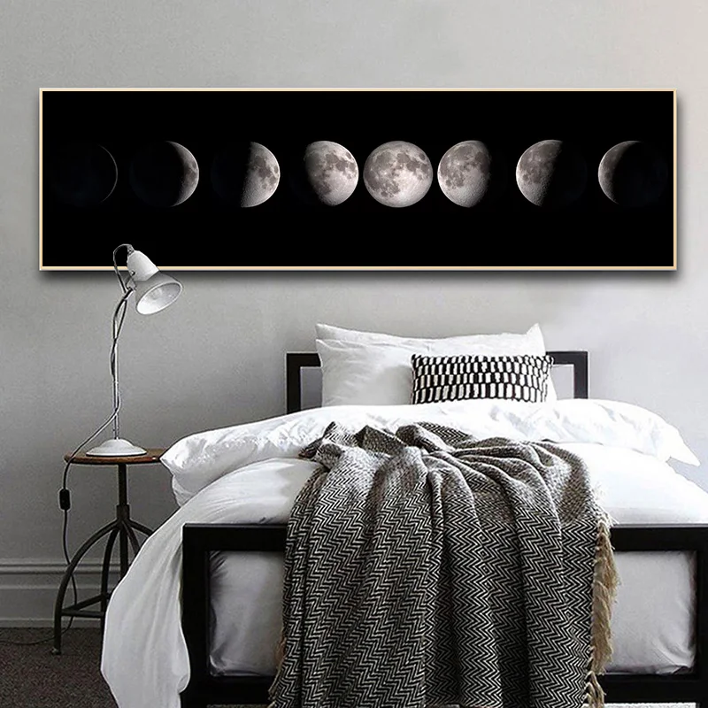 Mėnulio Fazė Drobės Plakatas Juoda Balta Menas Spausdinti La Lune Ilgai Tapybos Šiaurės Apdailos Abstrakčiai Sienos Nuotrauka už Kambarį