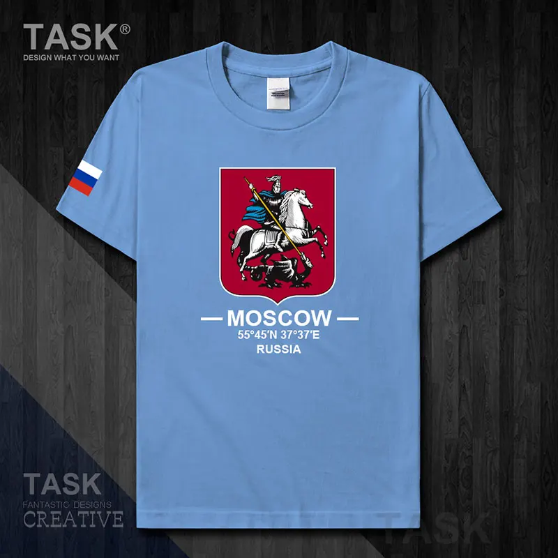 Rusijoje Maskvos Miesto rusų atsitiktinis trumparankoviai marškinėliai Vyrams kultūros logotipą, suvenyrų mens sporto mados marškinėliai topai 100 medvilnė 20