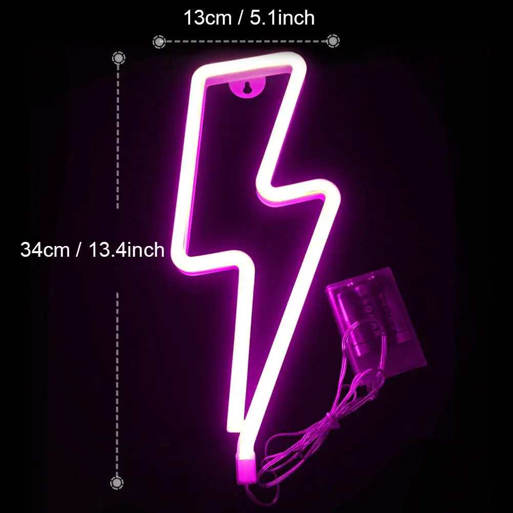 Metable Pink Neon Lightning Bolt Led Ženklas Sienos Baterija ir USB Valdomas Neoninės Šviesos iki Namų,Vaikų Kambarys,Baras,Vestuvės