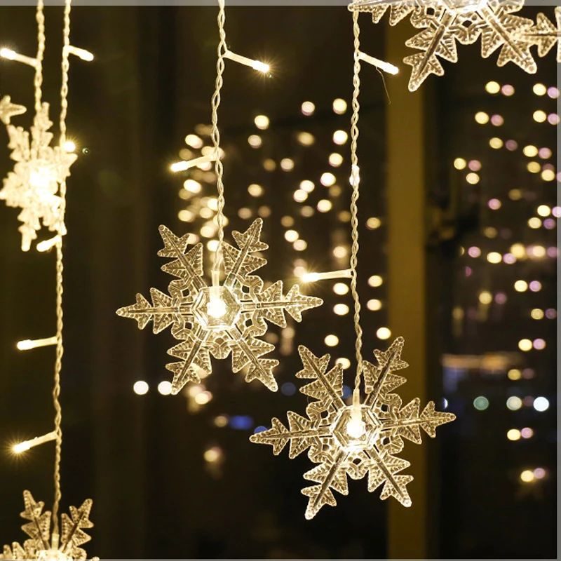 Led Varveklis String Žiburiai Kalėdų Snaigės Formos Užuolaidų Šviesos Šventė Naujų Metų Namų parduotuvė langų apdailos šviesos fėja