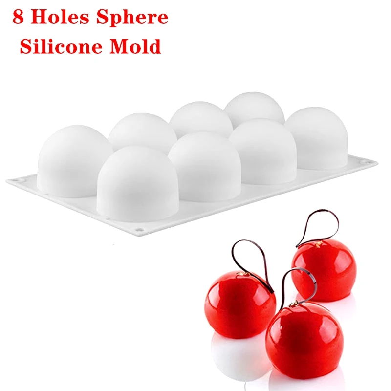 8 Skylių Srityje Silikono Formos 3D sferinį Mousse Cake Pelėsių Desertas apdailos pelėsių Tortas apdailos Įrankiai