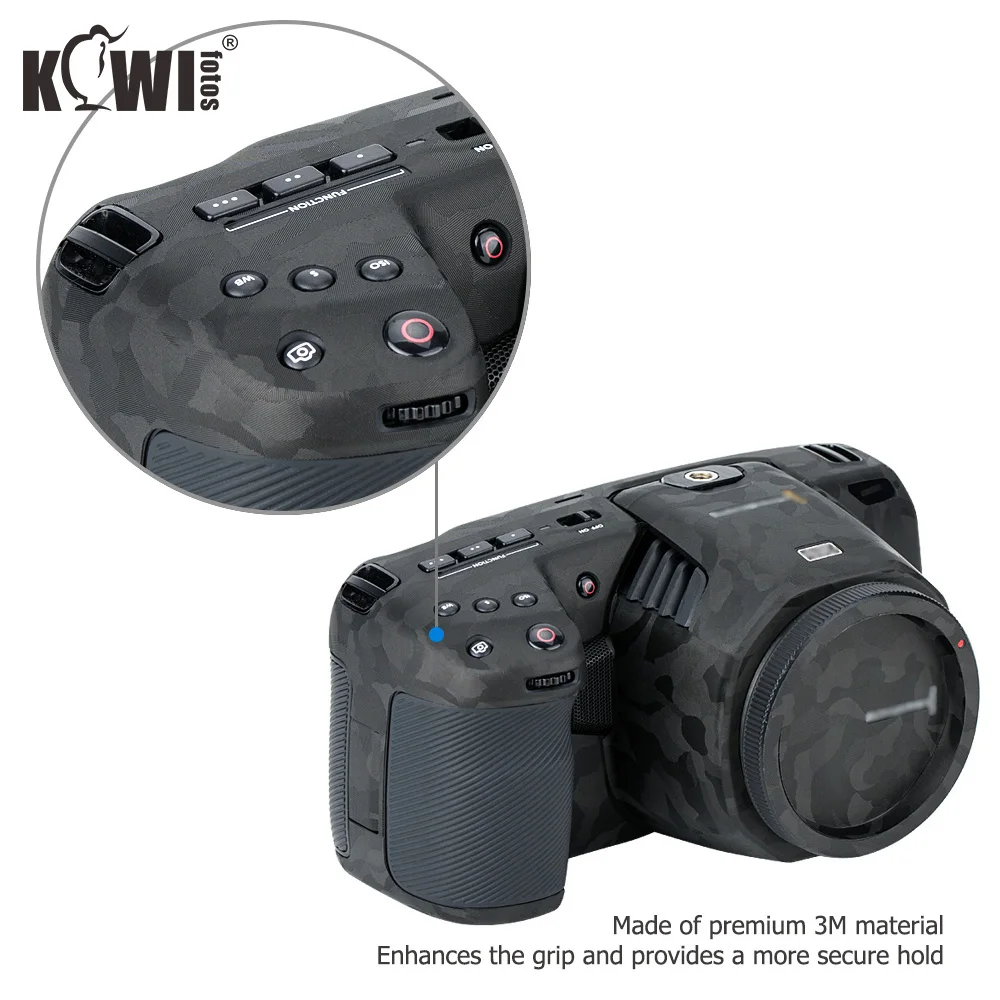 Anti-Scratch Kameros Dangtelio Raštas Odos Blackmagic Design Kišenėje Kino Kamera 4K/6K (BMPCC4K/6K) 3M Lipdukas Matricos Juoda