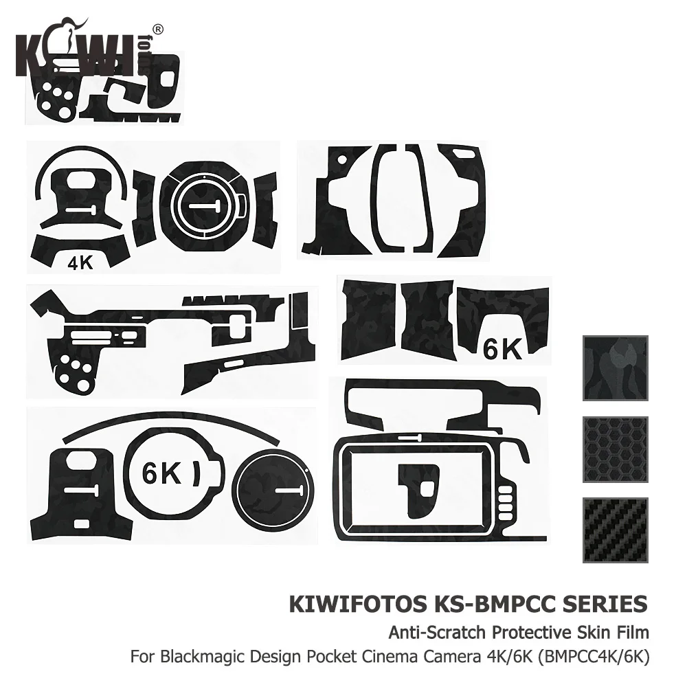 Anti-Scratch Kameros Dangtelio Raštas Odos Blackmagic Design Kišenėje Kino Kamera 4K/6K (BMPCC4K/6K) 3M Lipdukas Matricos Juoda