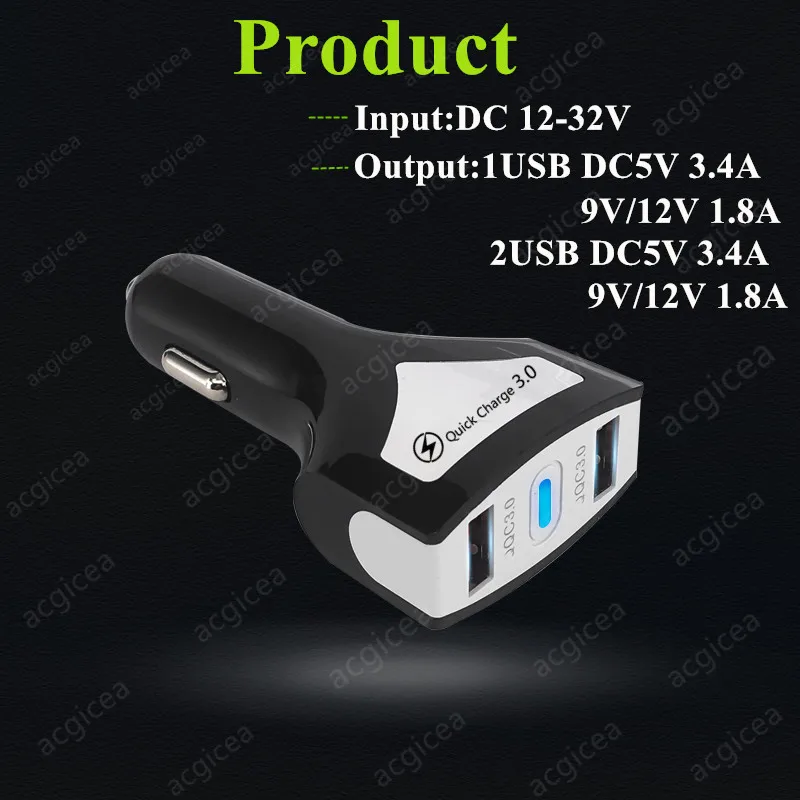 LED Automobilinis Įkroviklis Greitai Įkrauti QC 3.0 7A Mobiliųjų Telefonų 2 Prievadai USB Kroviklis Greito Įkrovimo Adapteris, Skirtas 
