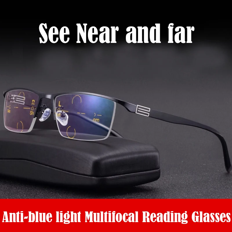 Vokietija Anti-mėlyna šviesa Lęšis Progressive Multifocal Skaitymo Akiniai arti ir toli Daugiafunkcį akinius Bifocal Akiniai 1.0-3