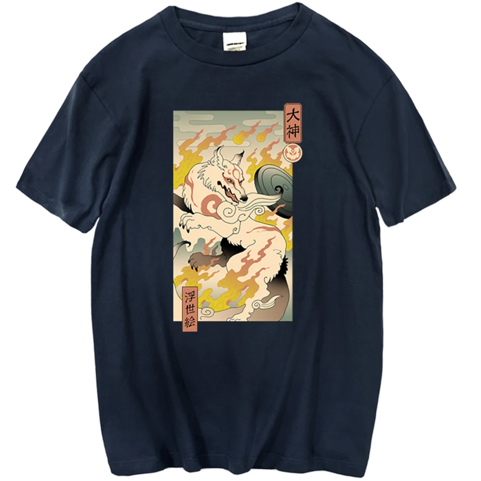 Japonijos Fire Fox Spausdinimo Tshirts Mens Trumpomis Rankovėmis Vasarą Vyras T Shirts Anime Modelis Hip-Hop Marškinėliai Juokinga Atsitiktinis Marškinėliai