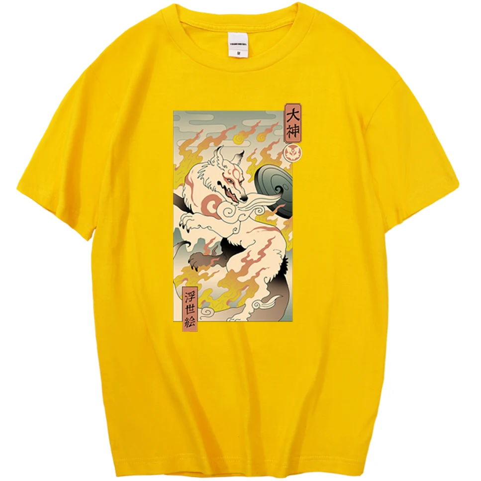 Japonijos Fire Fox Spausdinimo Tshirts Mens Trumpomis Rankovėmis Vasarą Vyras T Shirts Anime Modelis Hip-Hop Marškinėliai Juokinga Atsitiktinis Marškinėliai