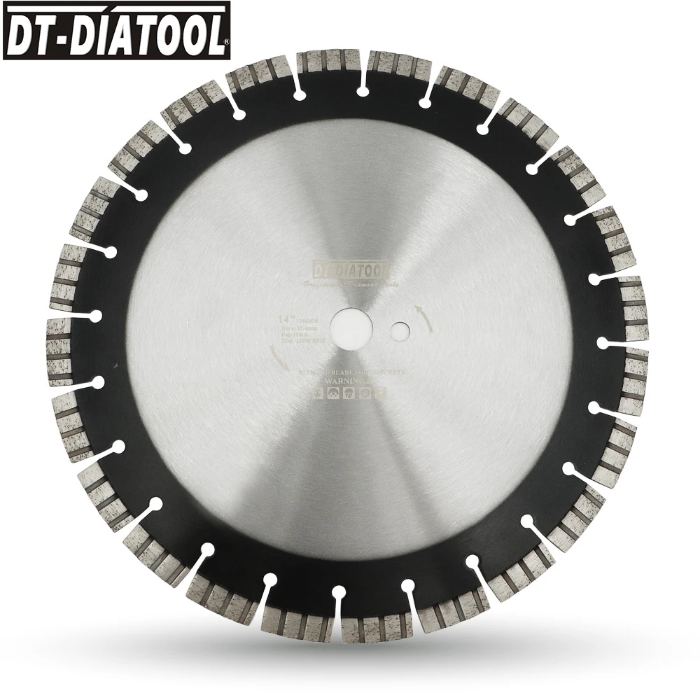 DT-DIATOOL Dia 14 colių, 24-Dantis Lazeriu Suvirinti Diamond Turbo Segmentuoti pjauti Profesinės Gelžbetonio Pjovimo Diskas
