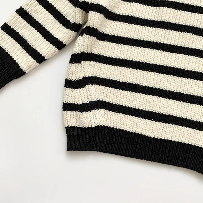 2020 Mados Rudens-Žiemos Mergaičių ir Berniukų Megztiniai apvalia kaklo Trikotažas Dryžuotas Megztinis 1-7Years Vaikus, Drabužiai, Megztiniai