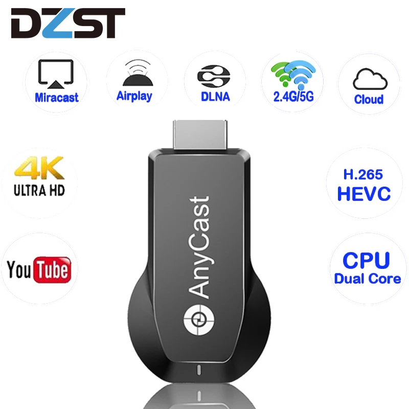 DZST Anycast M100 Belaidžio Wifi Ekranas Dongle Imtuvą 2.4 G 5G HDMI 4K Ultra HD 