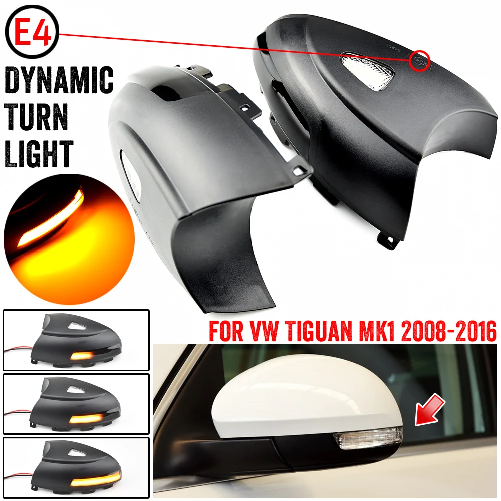 Balutę Šviesos Dinamiškas Posūkio Signalo LED Šoninis Veidrodis Eilės Lemputė VW Volkswagen Tiguan MK1 2008-2016