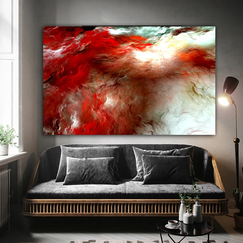 Wangart didelio dydžio raudonasis debesis dangaus Aliejaus Tapybai Sienos Nuotrauka Už Kambarį Drobės Šiuolaikinio Meno Plakatas Ir Spausdinti