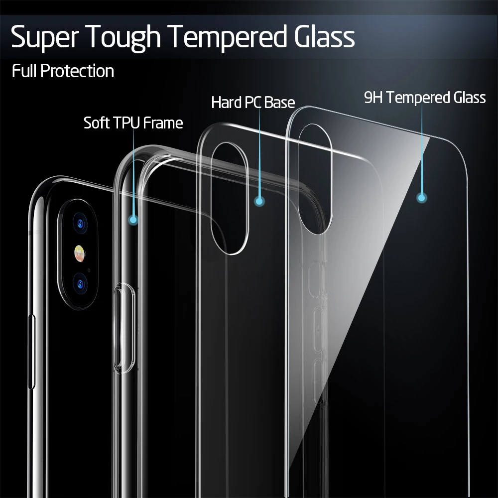 ESR Grūdintas Stiklas Atveju iPhone, SE 2020 m. 11 Pro X XR XS Max galinis Dangtelis Veidrodžio Atveju iPhone XS XR 8 7 Plius Atveju Coque Funda