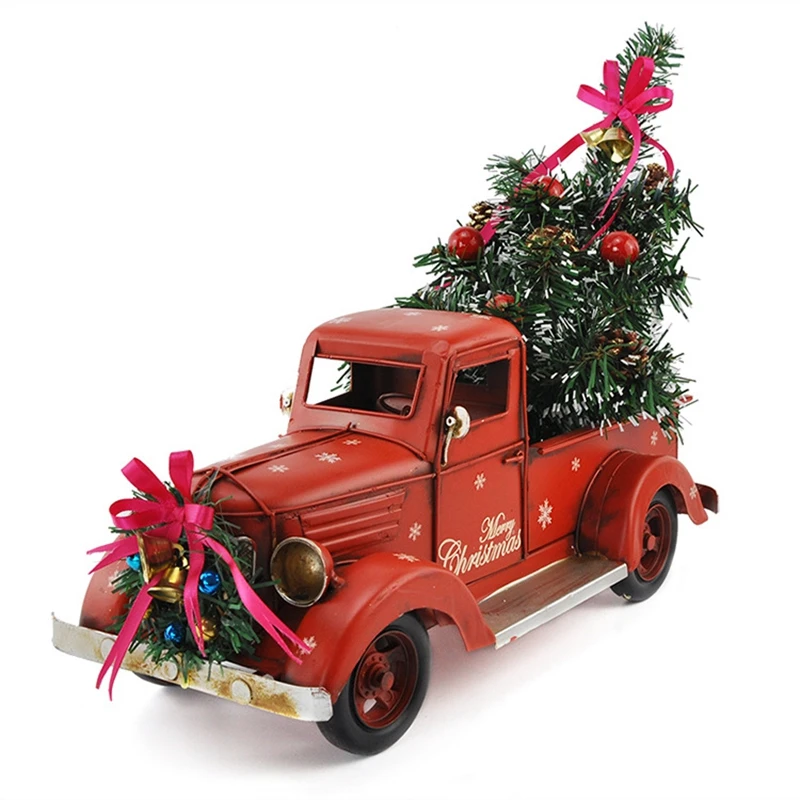 Kalėdų Sunkvežimių Naujųjų Metų Dovana Vaikui Gimtadienio Stalo Dekoro Kaimiškas Namų Kalėdų Papuošalai Metalo Automobilio Modelį
