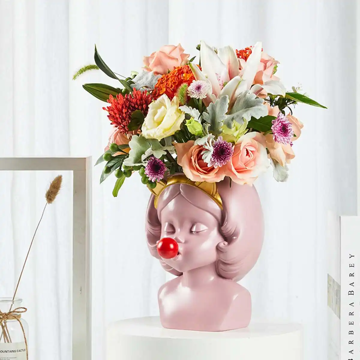 Kūrybos Šiaurės Stiliaus Dervos Vaza Cute Girl kramtomosios Gumos Dekoratyvinis Vazonas Šiuolaikinės Puikus Meno apdailos Gėlių Išdėstymas