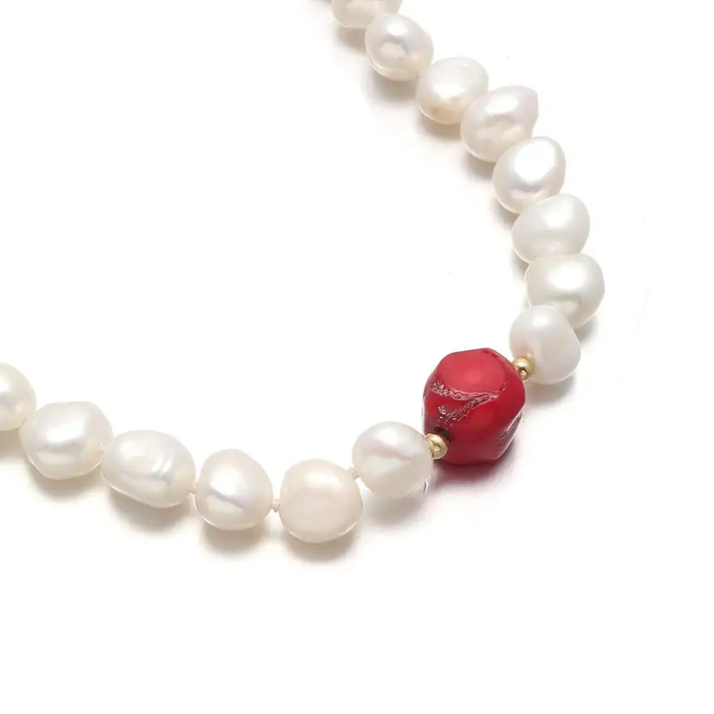 Naujų perlų papuošalų rinkinys ponios karoliai, apyrankės Paprastas 