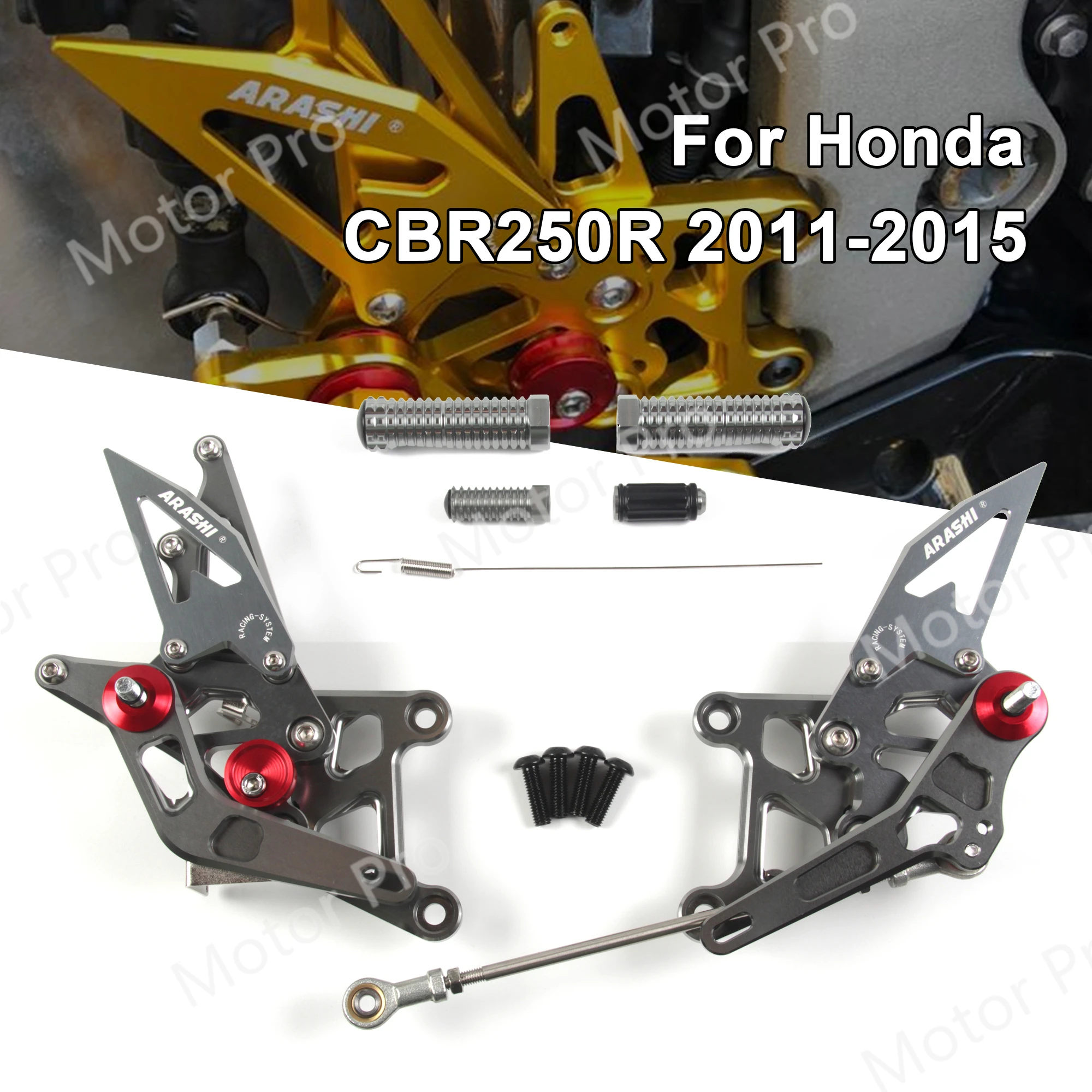 Reguliuojamas Pakojos Honda CBR250R 2011 - m. Motociklo Priedai Koja Peg Rearset Pedalo CBR 250 R CBR250 250R PILKA