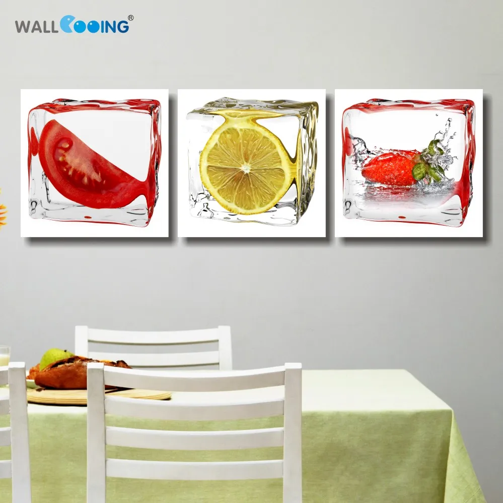 3 skydelis spausdinti vaisių, citrinų Drobė, tapyba, Modernus Modulinės nuotraukas virtuvės dekoro sienos meno kambarį nuotraukas
