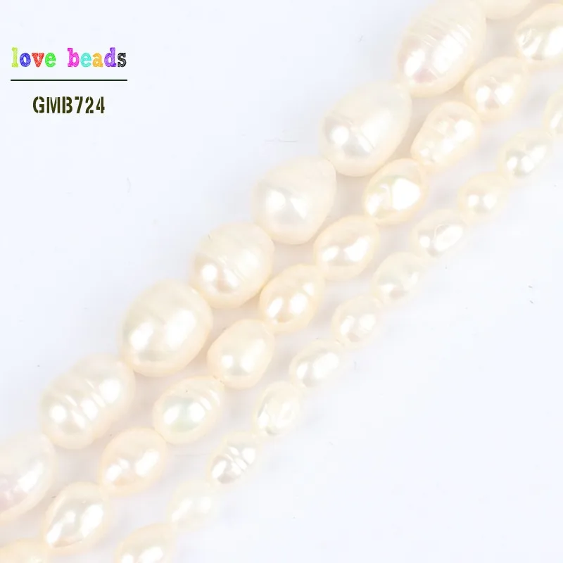 Natūralūs Baltos spalvos Gėlavandenių Perlų Ovalo formos Karoliukai Kryptis 15