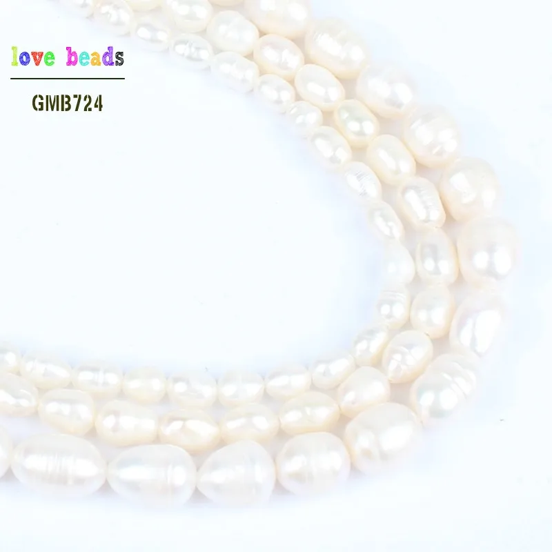 Natūralūs Baltos spalvos Gėlavandenių Perlų Ovalo formos Karoliukai Kryptis 15