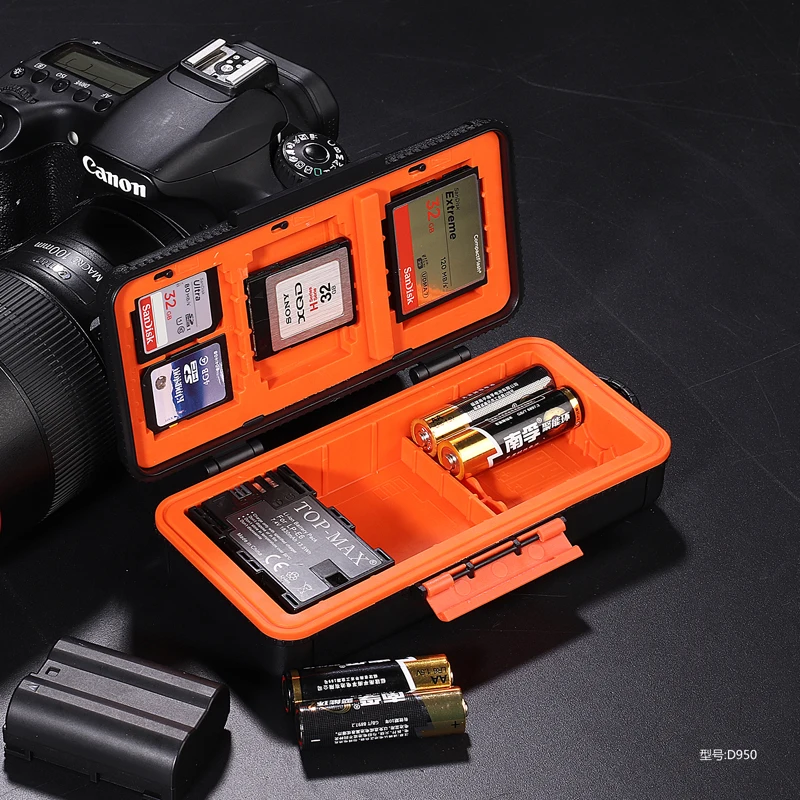 LENSGO D950 Fotoaparato Baterijos Laikymo Dėžutė Atveju, atsparus smūgiams apsaugos AA Baterijos, SD ir CF XQD Atminties Kortelės Organizatorius Turėtojas