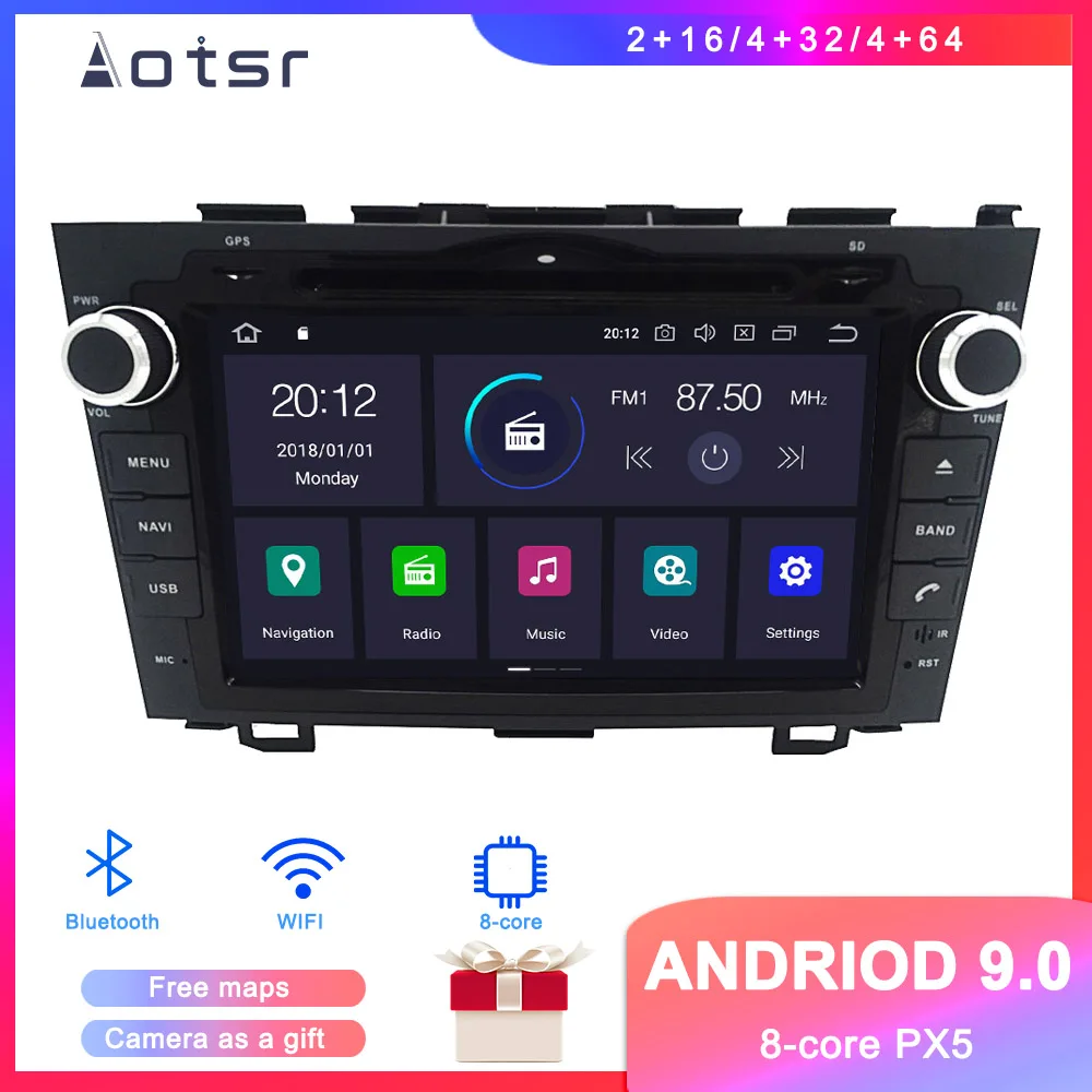 DSP Android 9.1 GPS Navigacija, Automobilinis DVD Grotuvas Honda CR-V 2006-2011 Auto Stereo Radijo Multimedia Player Galvos Vienetas Diktofonas