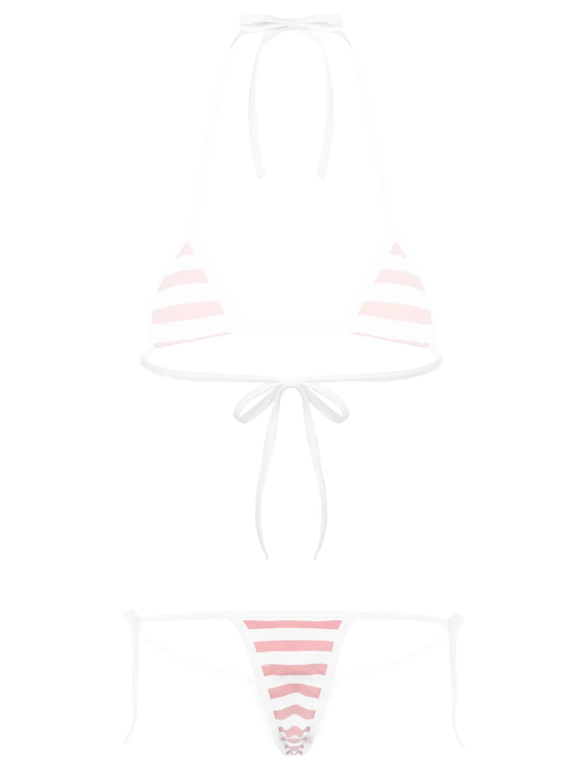 Moterų Bikini maudymosi kostiumėlį Kawaii Stiliaus Pieno Karvė Punktyras/Dryžuota Mini Bikini apatinis Trikotažas Nustatyti Apynasrio Kaklo Bra Top su Trumpikės Dugnas