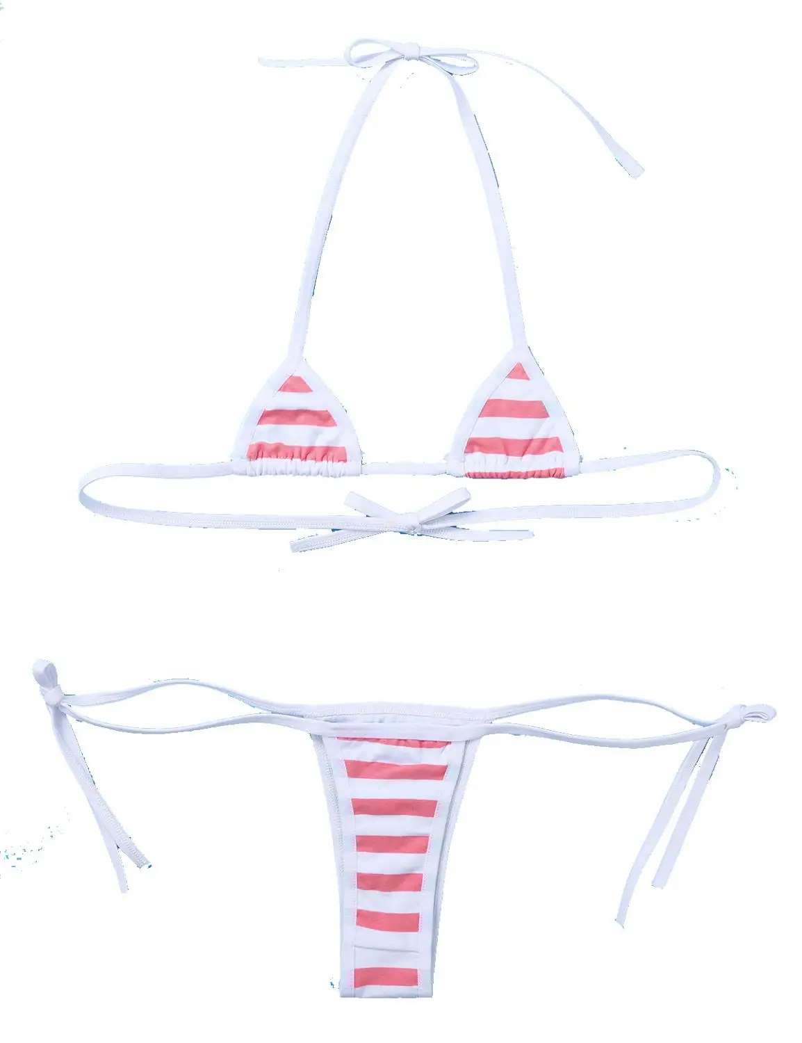 Moterų Bikini maudymosi kostiumėlį Kawaii Stiliaus Pieno Karvė Punktyras/Dryžuota Mini Bikini apatinis Trikotažas Nustatyti Apynasrio Kaklo Bra Top su Trumpikės Dugnas