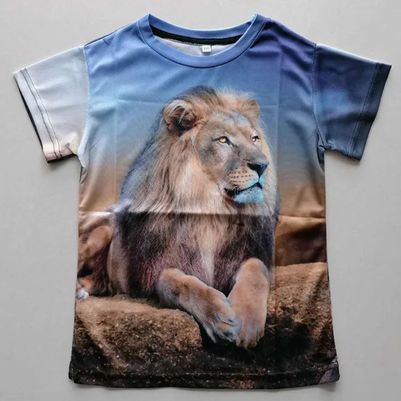Vasarą Vaikai 3D marškinėliai Gyvūnų Liūtas, Vilkas Tigras, Arklys, Katė, Leopardas Spalvinga Galaxy Ugnies Ženklo Dizainas Berniukų, Mergaičių marškinėliai Marškinėlius